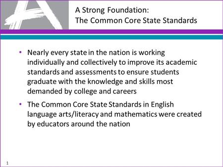 Nearly every state in the nation is working individually and collectively to improve its academic standards and assessments to ensure students graduate.