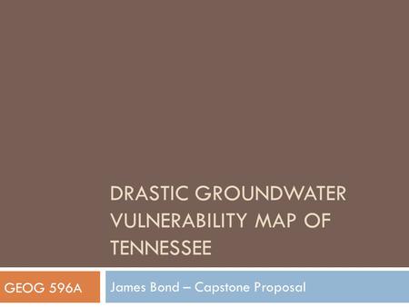 DRASTIc Groundwater Vulnerability map of Tennessee