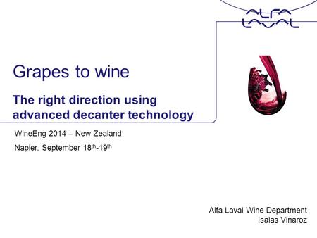Grapes to wine The right direction using advanced decanter technology
