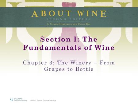 Section I: The Fundamentals of Wine Chapter 3: The Winery – From Grapes to Bottle.