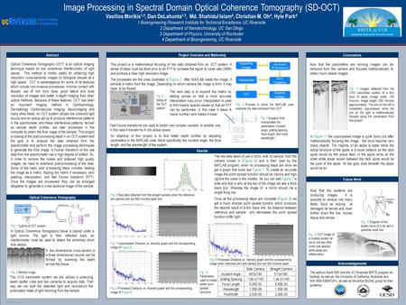 POSTER TEMPLATE BY: www.PosterPresentations.com Image Processing in Spectral Domain Optical Coherence Tomography (SD-OCT) Vasilios Morikis 1,2, Dan DeLahunta.