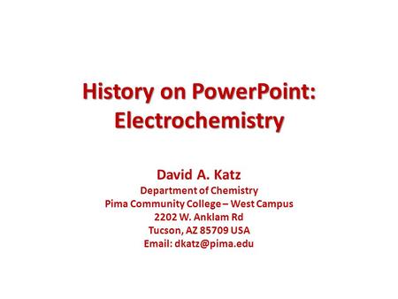 History on PowerPoint: Electrochemistry