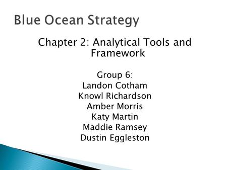 Chapter 2: Analytical Tools and Framework Group 6: Landon Cotham Knowl Richardson Amber Morris Katy Martin Maddie Ramsey Dustin Eggleston.