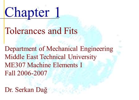 1 Chapter Tolerances and Fits
