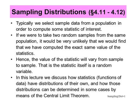 Sampling Distributions (§ )