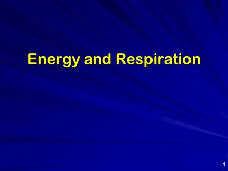 Energy and Respiration