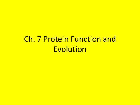 Ch. 7 Protein Function and Evolution. Myoglobin and Hemoglobin Both are essential for oxygen need Myoglobin stores O 2 in the muscle Hemoglobin transports.