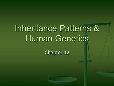 Inheritance Patterns & Human Genetics Chapter 12.