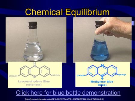Chemical Equilibrium Click here for blue bottle demonstration