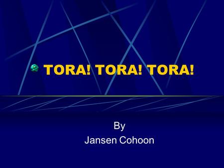 TORA! TORA! TORA! By Jansen Cohoon. Developing TORA TORA was funded by the Army Research Laboratory. TORA is presently being transitioned into the commercial.