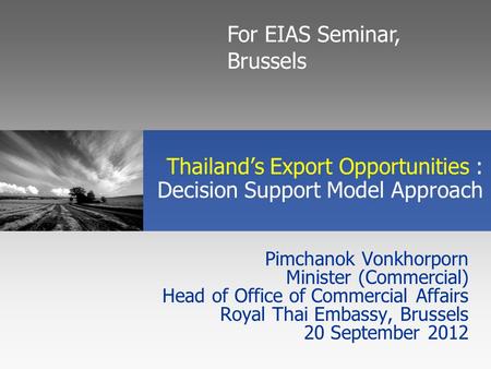 Thailand’s Export Opportunities : Decision Support Model Approach