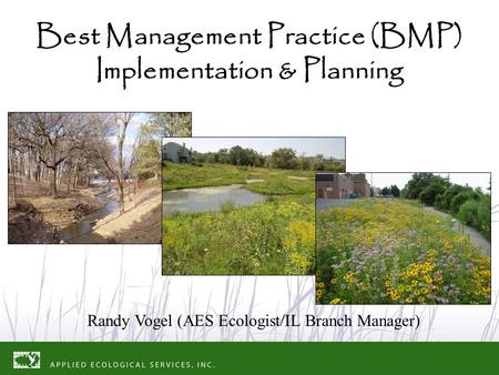 Best Management Practice (BMP) Implementation & Planning Randy Vogel (AES Ecologist/IL Branch Manager)
