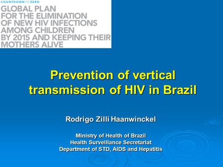 Rodrigo Zilli Haanwinckel Ministry of Health of Brazil Health Surveillance Secretariat Department of STD, AIDS and Hepatitis Prevention of vertical transmission.