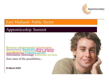 25 March 2009 East Midlands Public Sector Apprenticeship Summit.