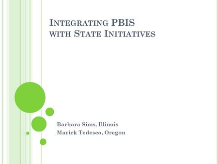 Integrating PBIS with State Initiatives