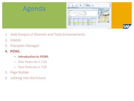 Agenda Web Dynpro UI Element and Tools Enhancements Islands