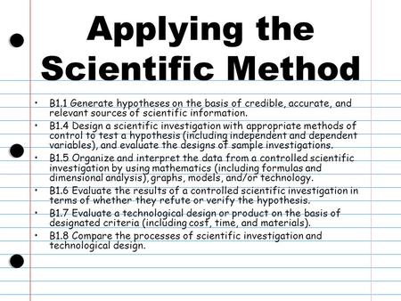 Applying the Scientific Method
