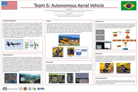 Team 6: Autonomous Aerial Vehicle Team Members Department of Mechanical Engineering: Ken Anderson, Arielle Duen, Eric Milo, Ernandes Nascimento and Matthew.