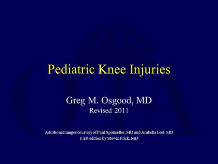 Pediatric Knee Injuries