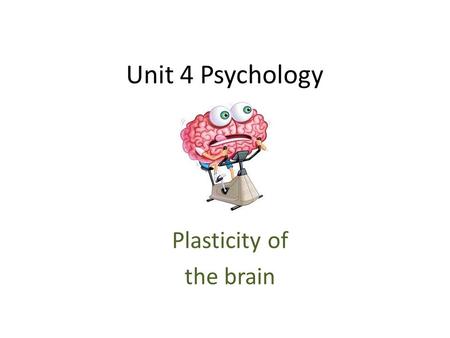 Unit 4 Psychology Plasticity of the brain. Brain Plasticity The brain’s ability to reorganise and relocate neural pathways based on new experiences and.