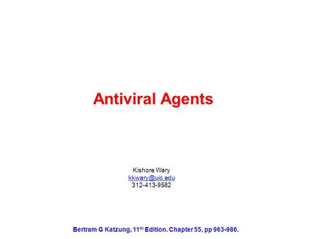Antiviral Agents Kishore Wary