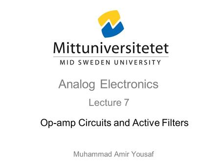 Op-amp Circuits and Active Filters