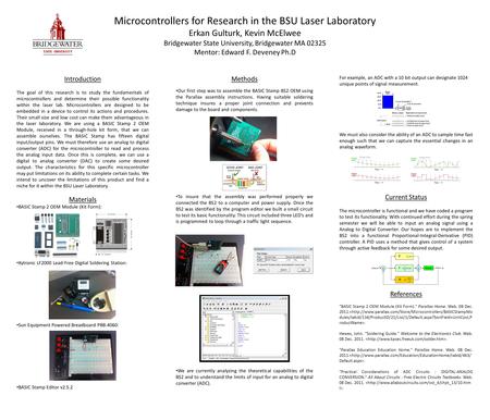 Introduction The goal of this research is to study the fundamentals of microcontrollers and determine their possible functionality within the laser lab.
