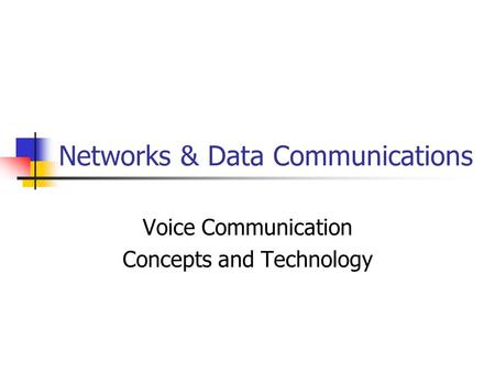 Networks & Data Communications