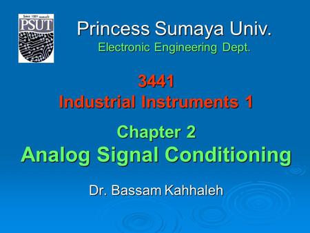 3441 Industrial Instruments 1 Chapter 2 Analog Signal Conditioning