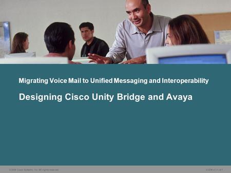 © 2006 Cisco Systems, Inc. All rights reserved. CUDN v1.1—4-1 Designing Cisco Unity Bridge and Avaya Migrating Voice Mail to Unified Messaging and Interoperability.