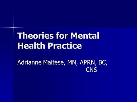 Theories for Mental Health Practice Adrianne Maltese, MN, APRN, BC, CNS.