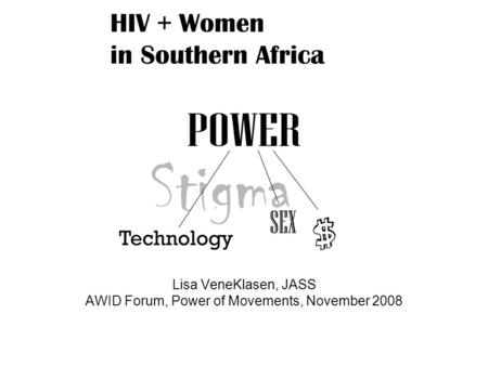 Lisa VeneKlasen, JASS AWID Forum, Power of Movements, November 2008.