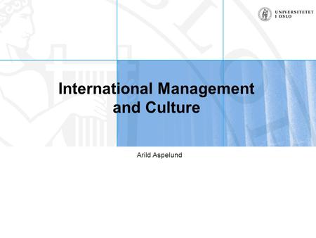 International Management and Culture
