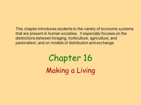 Chapter 16 Making a Living
