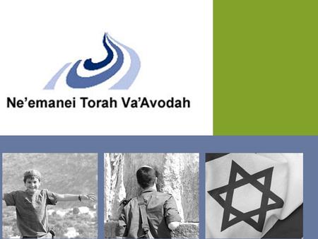 Ne’emanei Torah Va’Avodah Committed to Halachic Judaism, Tolerance, Democracy and Jewish Values in Israeli Life.