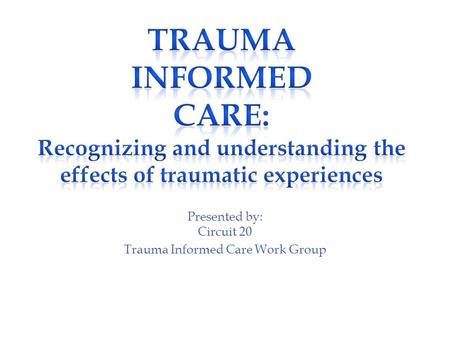 Presented by: Circuit 20 Trauma Informed Care Work Group.