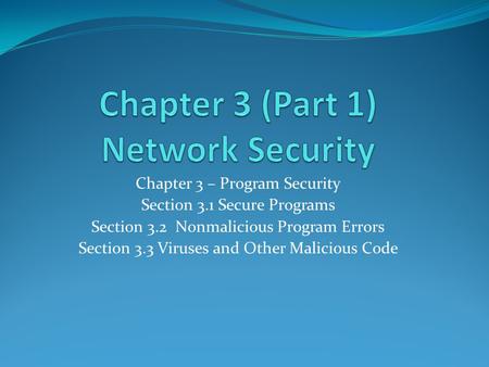 Chapter 3 (Part 1) Network Security