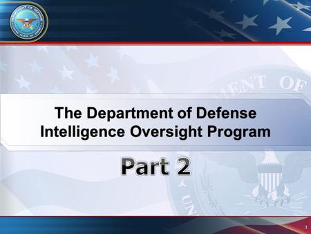 The Department of Defense Intelligence Oversight Program