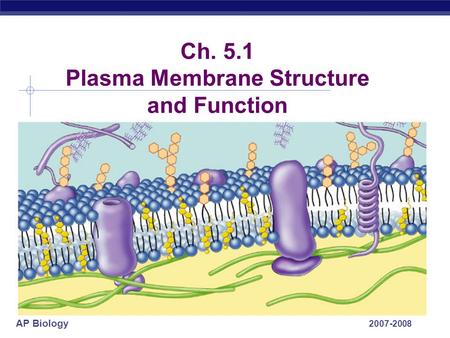 AP Biology 2007-2008 Ch. 5.1 Plasma Membrane Structure and Function.