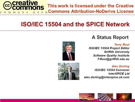 ISO/IEC and the SPICE Network