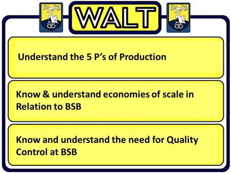 WALT Understand the 5 P’s of Production