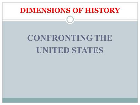 DIMENSIONS OF HISTORY CONFRONTING THE UNITED STATES.