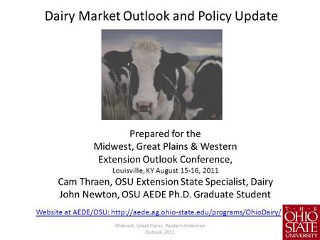 Dairy Market Outlook and Policy Update