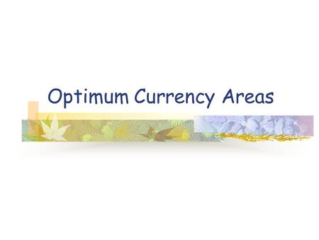 Optimum Currency Areas. Optimum Currency Areas I 1. A theoretical construct, no country conforms to the ideal but the US with high labor and capital mobility.