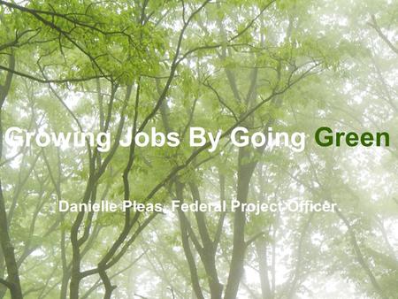 1 Growing Jobs By Going Green Danielle Pleas, Federal Project Officer.