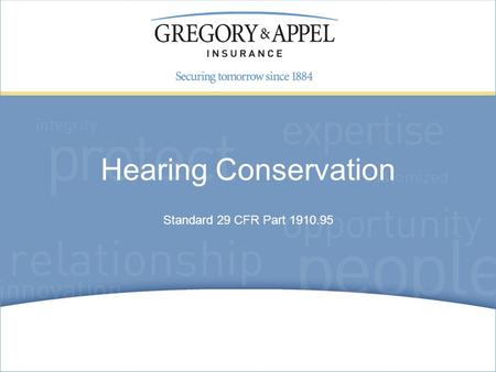Standard 29 CFR Part 1910.95 Hearing Conservation.