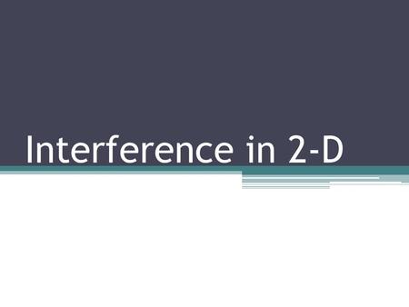 Interference in 2-D. How do two sound sources interfere with each other over a two dimensional plane? Key Question: