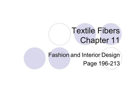 Textile Fibers Chapter 11