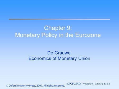 Chapter 9: Monetary Policy in the Eurozone