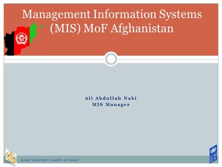Management Information Systems (MIS) MoF Afghanistan